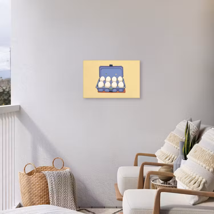 Eieren - Doos - Minimalistisch - Blauw Tuinposter op houten frame 2 cm dik klein -sfeer1