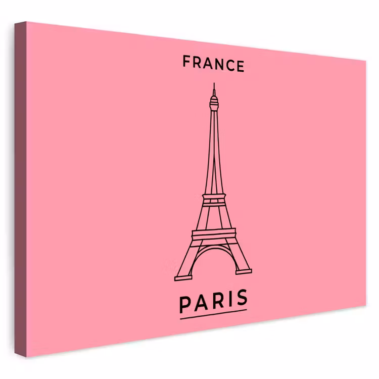Eiffeltoren - Parijs - Architectuur - Minimalistisch - Roze Tuinposter op houten frame 2 cm dik klein -3d