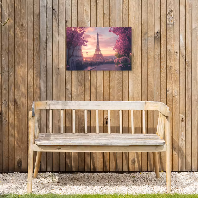Eiffeltoren - Parijs - Roze Tuinposter op houten frame 2 cm dik klein -sfeer4