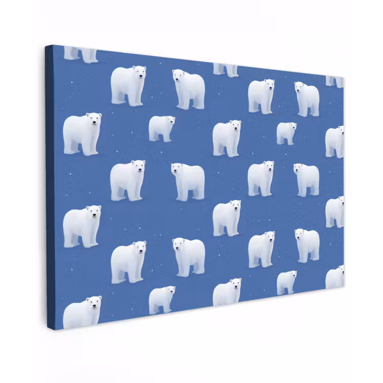 IJsbeer - Patroon - Blauw Tuinposter op houten frame 2 cm dik klein 845 -3d
