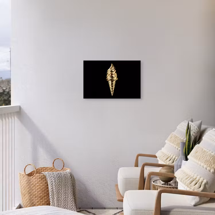 Ijs - Goud - Zwart - Eten Tuinposter op houten frame 2 cm dik klein -sfeer1