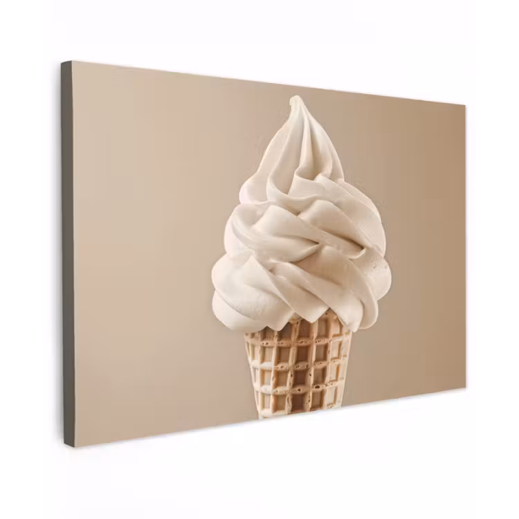 IJs - Softijs - Romig - Hoorntje - Beige Tuinposter op houten frame 2 cm dik klein -3d