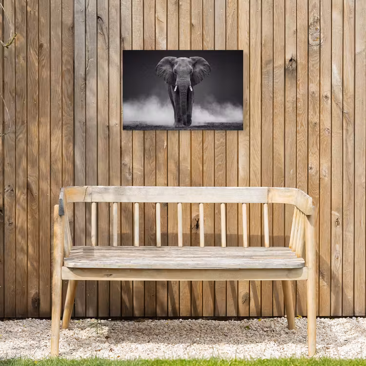 Olifant - Zwart - Wit - Rook Tuinposter op houten frame 2 cm dik klein -sfeer4