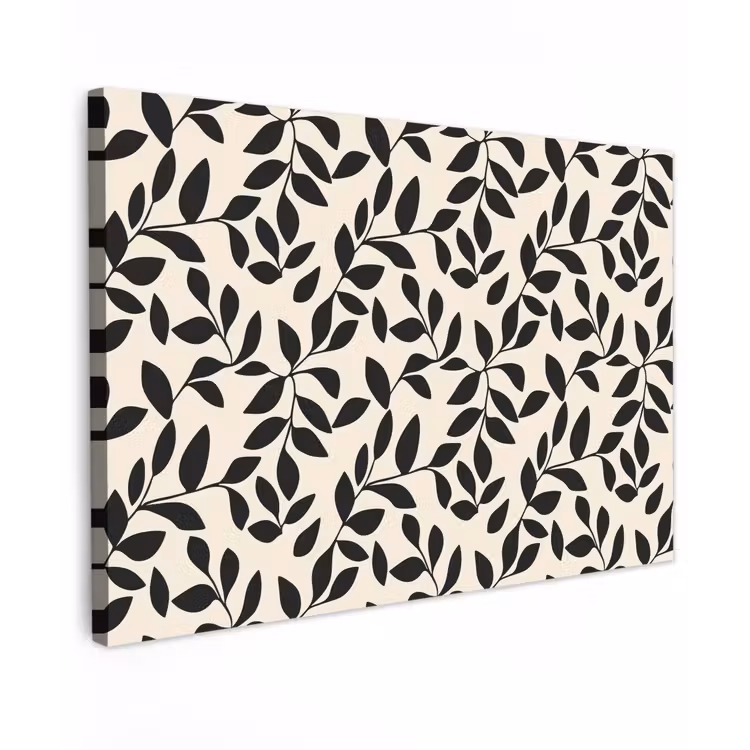 Elegant - Patroon - Zwart - Beige Tuinposter op houten frame 2 cm dik klein 845 -3d