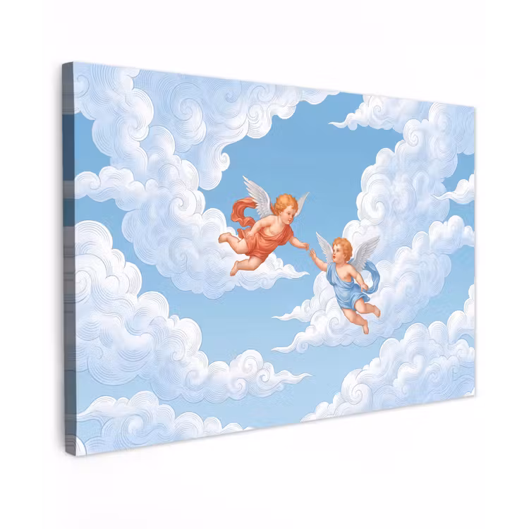 Engel - Vliegend - Klassiek - Blauw Tuinposter op houten frame 2 cm dik klein -3d