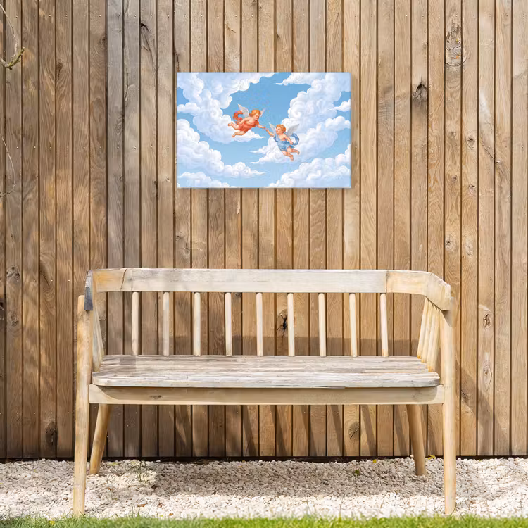 Engel - Vliegend - Klassiek - Blauw Tuinposter op houten frame 2 cm dik klein -sfeer4