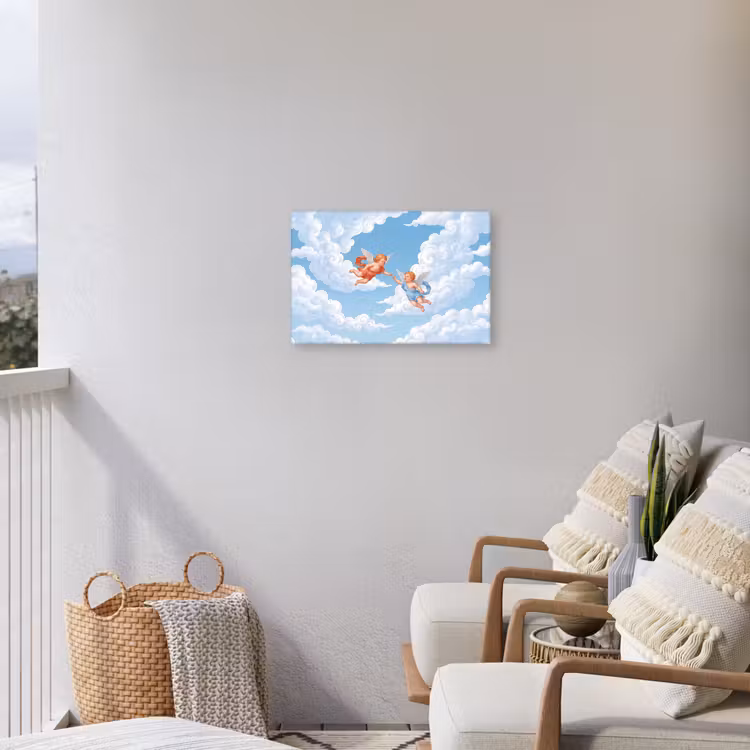Engel - Vliegend - Klassiek - Blauw Tuinposter op houten frame 2 cm dik klein -sfeer1