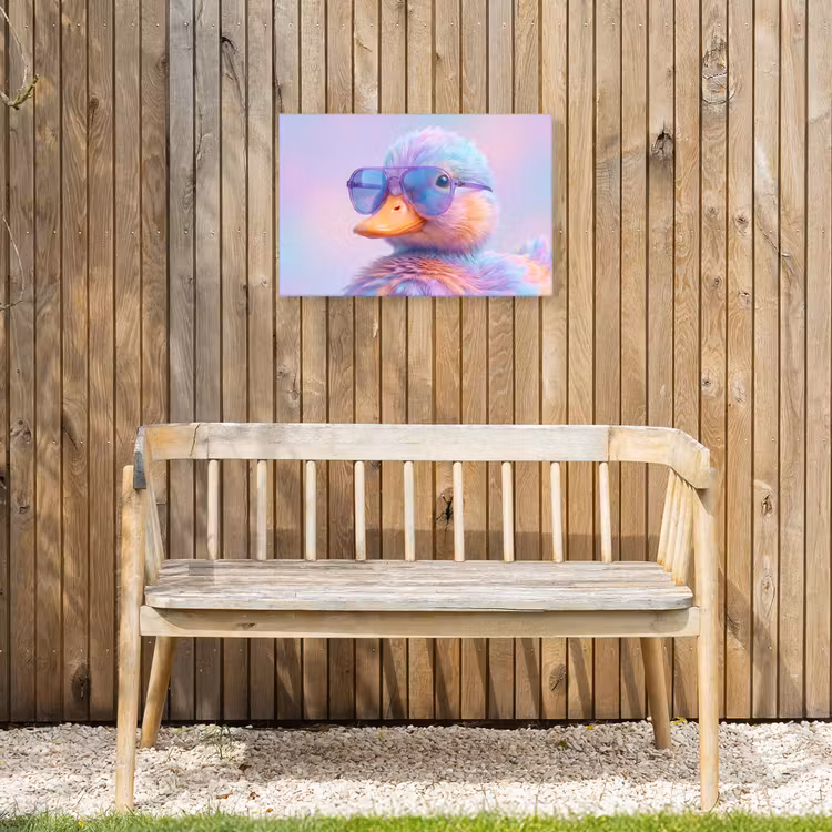 Eend - bril - Pastel Tuinposter op houten frame 2 cm dik klein -sfeer4