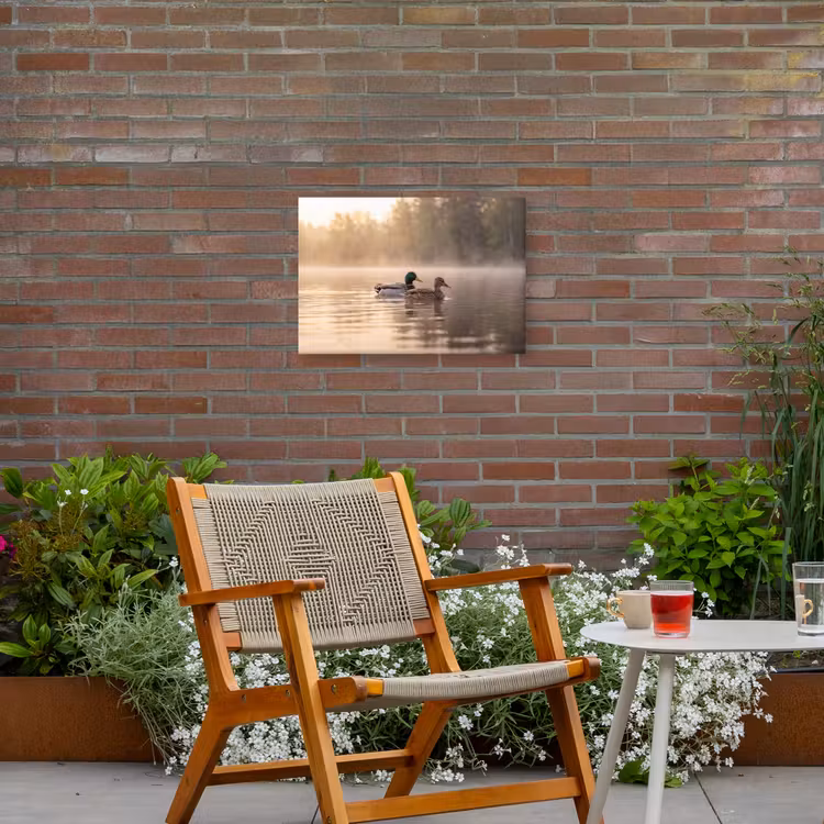 Eenden - Water - Mist - Natuur Tuinposter op houten frame 2 cm dik klein -sfeer3