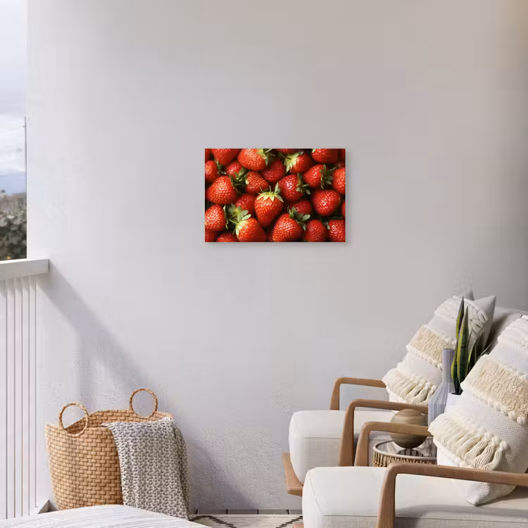 Aardbei - Fruit - Rood Tuinposter op houten frame 2 cm dik klein -sfeer1