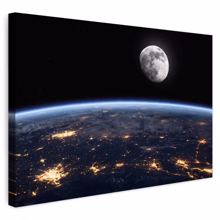 Outdoor Leinwand - Erde – Nacht – Weltraum - Aarde - Nacht - Ruimte Tuinposter op houten frame 2 cm dik klein