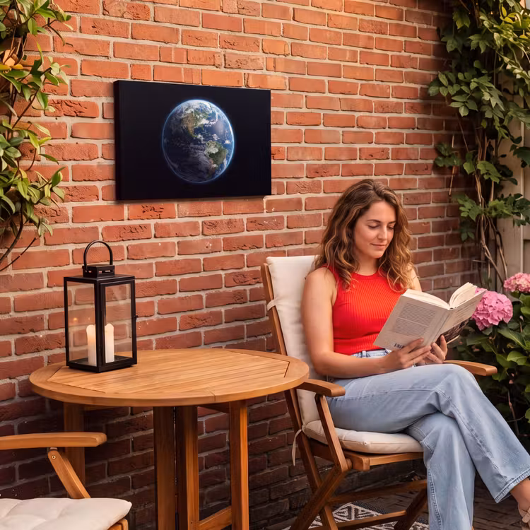 Outdoor Leinwand - Erde – Weltraum – Kosmos - Aarde - Ruimte - Kosmos Tuinposter op houten frame 2 cm dik klein