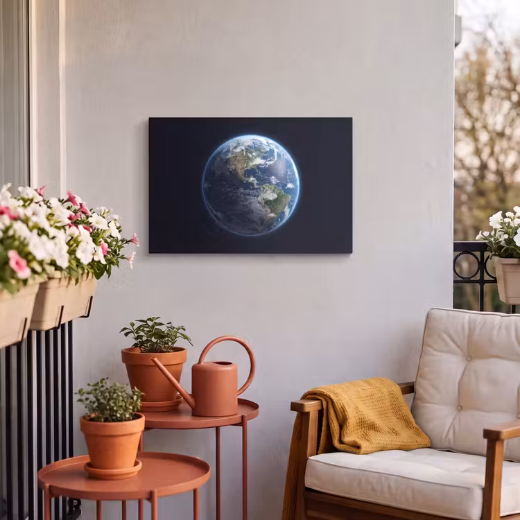 Outdoor Leinwand - Erde – Weltraum – Kosmos - Aarde - Ruimte - Kosmos Tuinposter op houten frame 2 cm dik klein