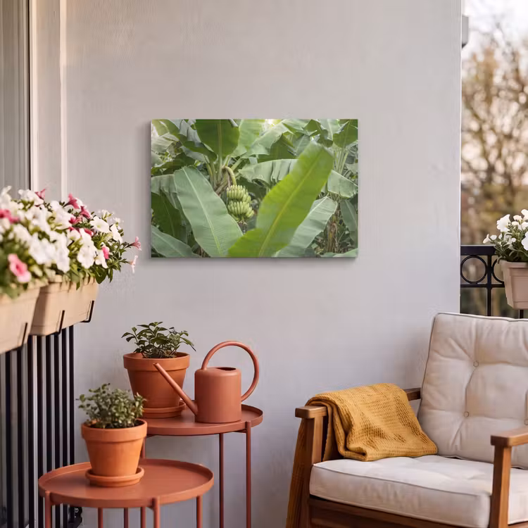 Eten - Bananen - Plantage - Groen Tuinposter op houten frame 2 cm dik klein -sfeer1