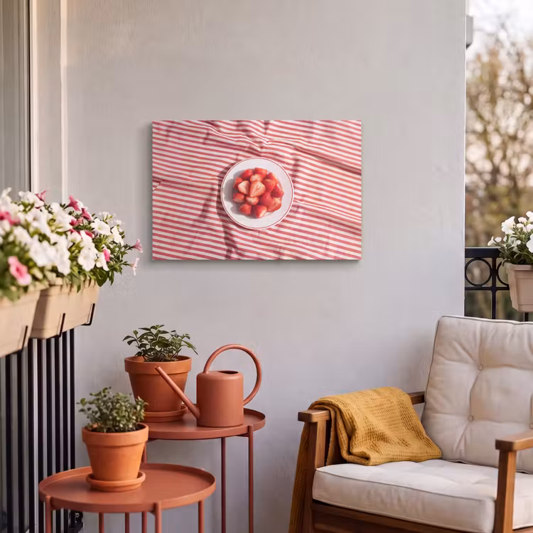 Eten - Aardbeien - Fruit - Zomer - Rood Tuinposter op houten frame 2 cm dik klein -sfeer1