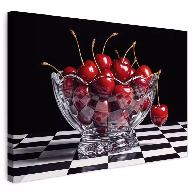 Outdoor Leinwand - Essen – Kirschen – Rot - Eten - Kersen - Rood Tuinposter op houten frame 2 cm dik klein