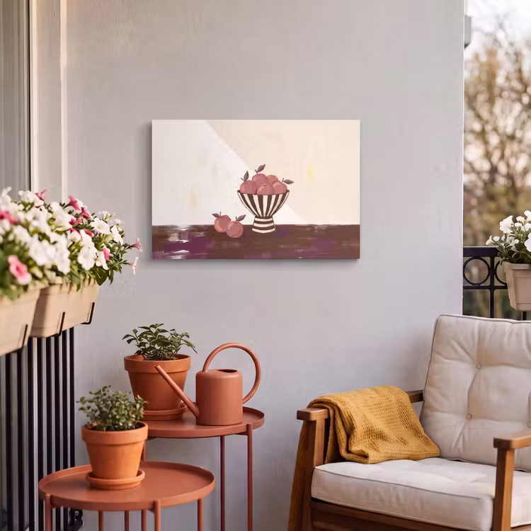 Eten - Schaal - Stilleven - Modern - Rood Tuinposter op houten frame 2 cm dik klein -sfeer1