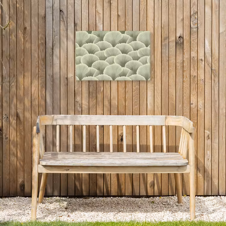 Waaier - Blad - Groen Tuinposter op houten frame 2 cm dik klein 845 -sfeer4