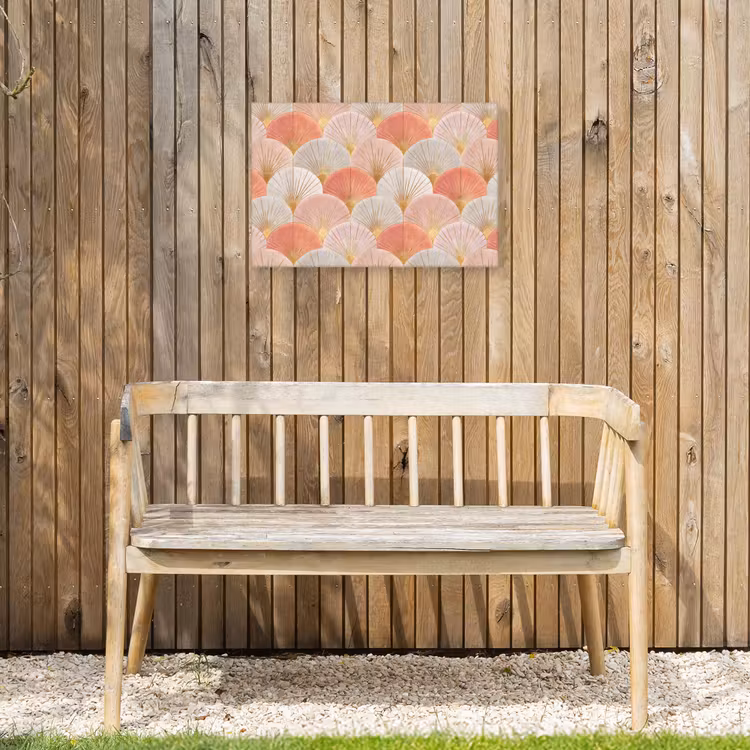 Waaiers - Goud - Roze Tuinposter op houten frame 2 cm dik klein 845 -sfeer4