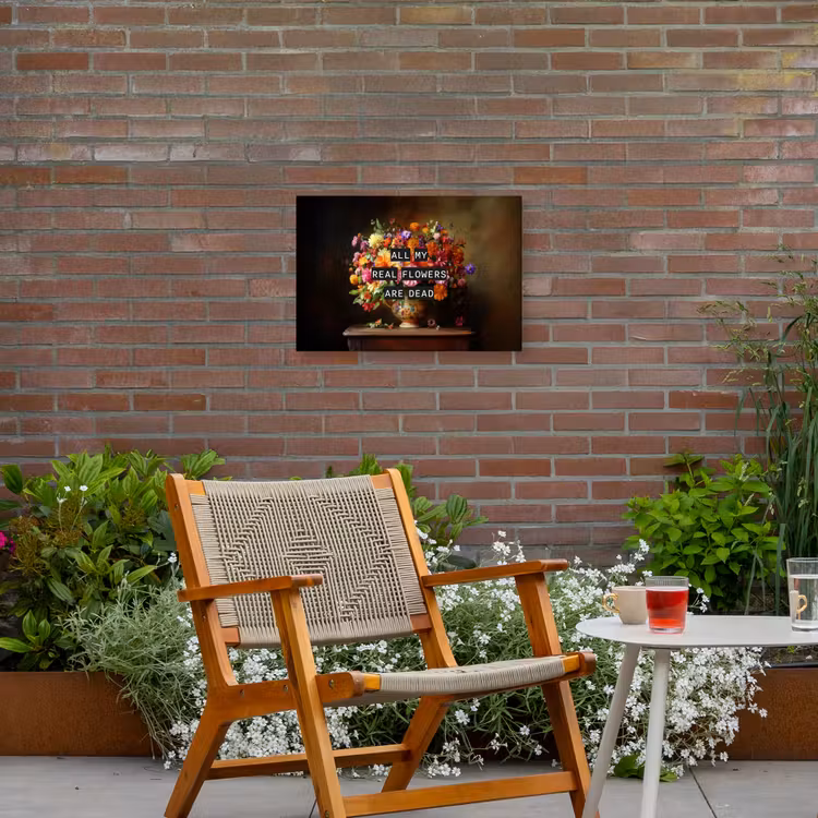 Kleur - Bloemen - Vintage - Bloemenvaas Tuinposter op houten frame 2 cm dik klein -sfeer3