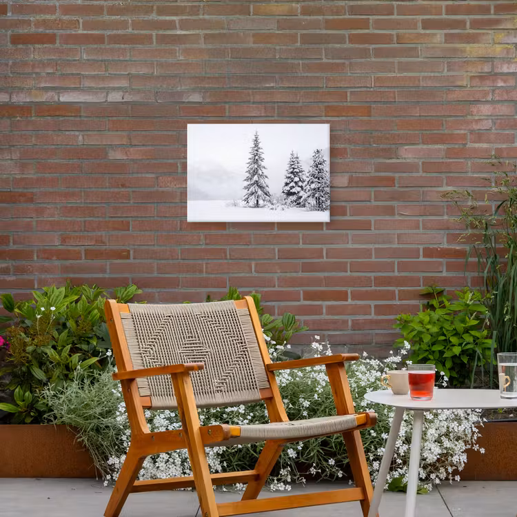 Fijnsparren - Sneeuw - Winter - Landschap - Stilte Tuinposter op houten frame 2 cm dik klein -sfeer3