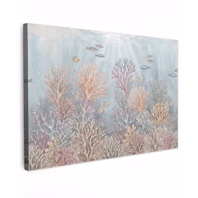 Vis - Koraal - Oceaan - Illustratie - Onderwater Tuinposter op houten frame 2 cm dik klein -3d