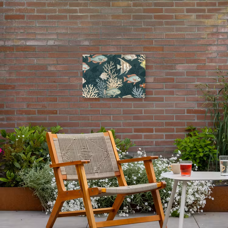 Vis - Koraal - Onderwater - Illustratie Tuinposter op houten frame 2 cm dik klein -sfeer3