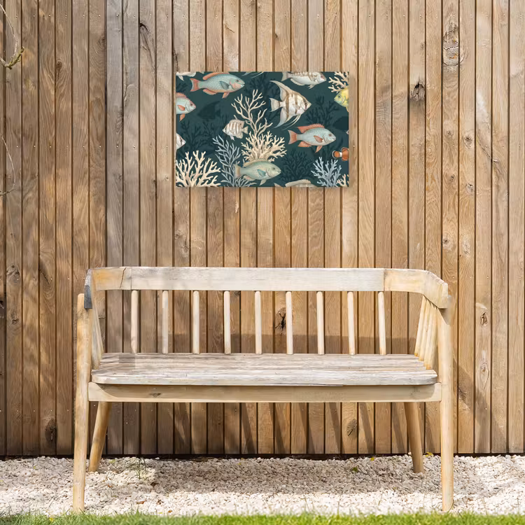 Vis - Koraal - Onderwater - Illustratie Tuinposter op houten frame 2 cm dik klein -sfeer4