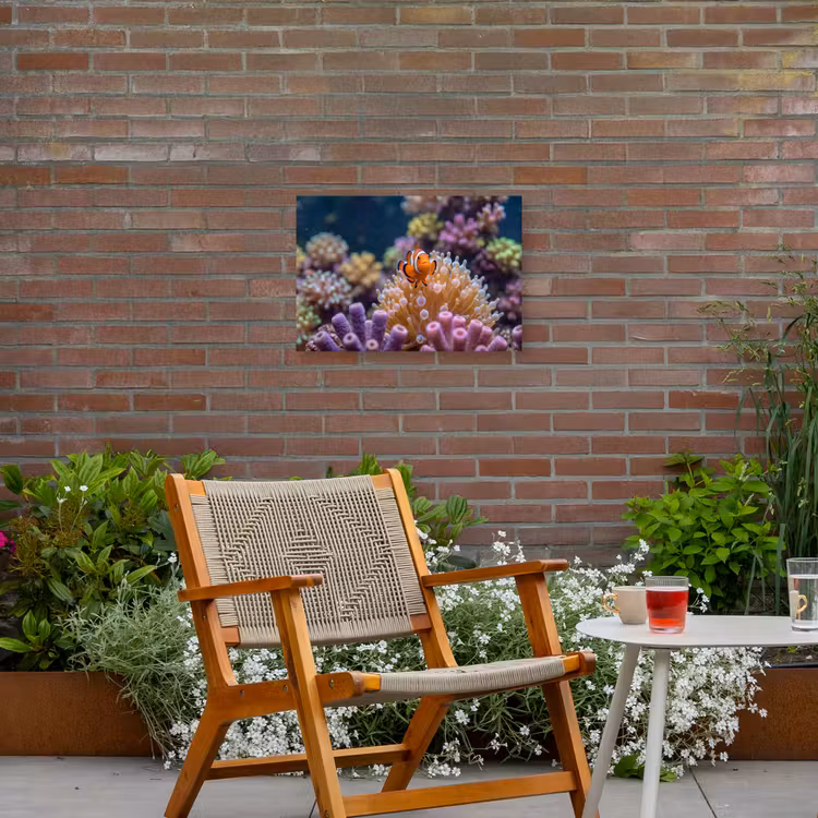 Vis - Koraal - Onderwater - Oranje - Dieren Tuinposter op houten frame 2 cm dik klein -sfeer3