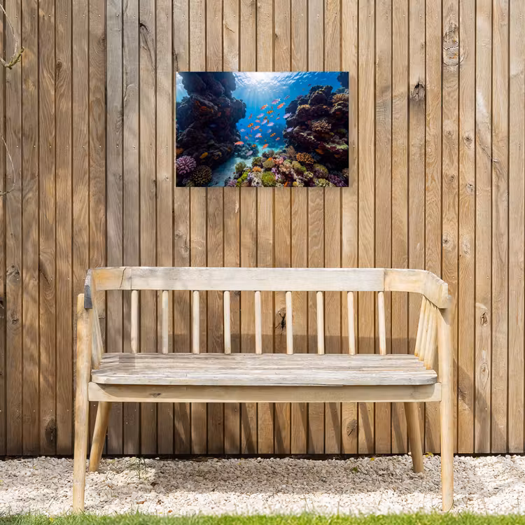 Vis - Koraalrif - Onderwater - Levendig - Blauw Tuinposter op houten frame 2 cm dik klein -sfeer4