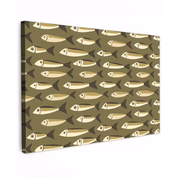 Vis - Patroon - Groen Tuinposter op houten frame 2 cm dik klein 845 -3d