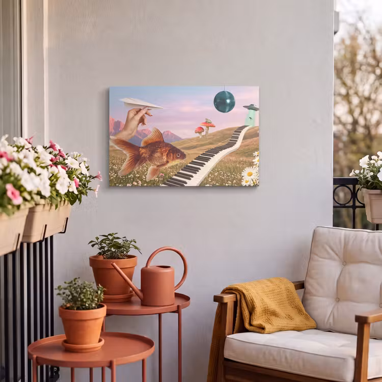 Outdoor Leinwand - Fisch – Natur – Abstrakt - Vis - Natuur - Abstract Tuinposter op houten frame 2 cm dik klein