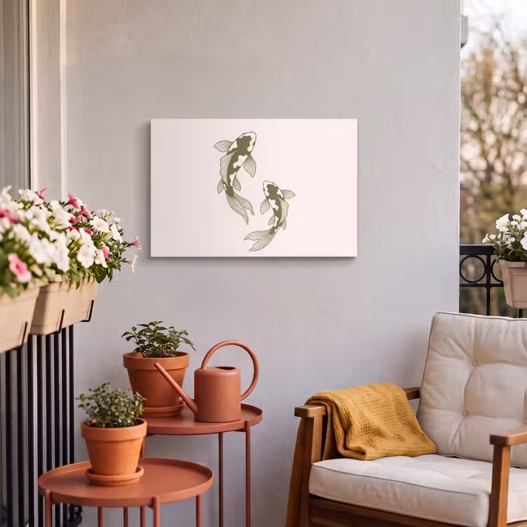 Vis - Zwemmend - Groen - Abstract - Dieren Tuinposter op houten frame 2 cm dik klein -sfeer1