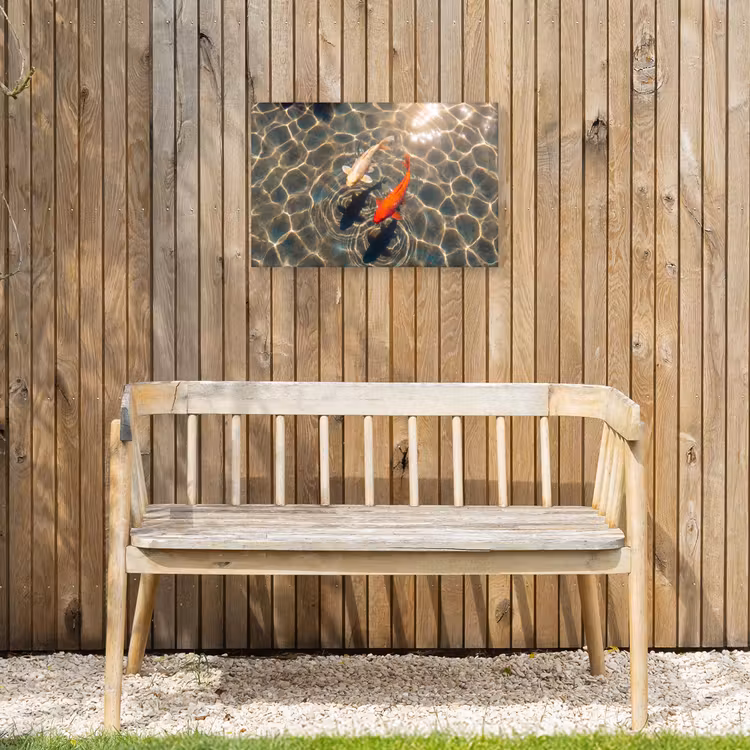 Vis - Water - Dieren - Oranje - Goud Tuinposter op houten frame 2 cm dik klein -sfeer4