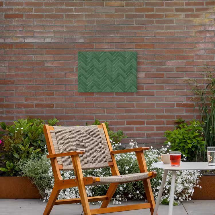 Visgraat - Wandtegel - Bosgroen Tuinposter op houten frame 2 cm dik klein 845 -sfeer3