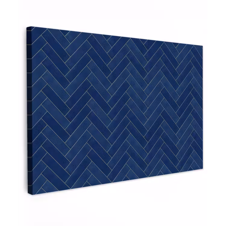 Visgraat - Wandtegel - Donkerblauw - Navy Blue Tuinposter op houten frame 2 cm dik klein 845 -3d
