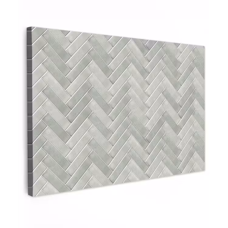 Visgraat - Wandtegel - Grijs Tuinposter op houten frame 2 cm dik klein 845 -3d
