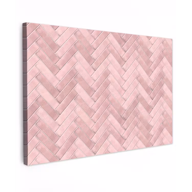 Visgraat - Wandtegel - Lichtroze Tuinposter op houten frame 2 cm dik klein 845 -3d