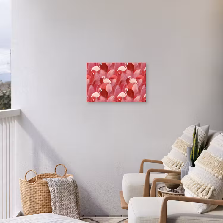 Flamingo - Botanisch - Elegant - Roze - Rood Tuinposter op houten frame 2 cm dik klein 845 -sfeer1