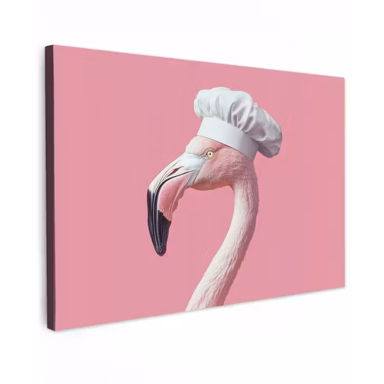 Flamingo - Roze - Koksmuts - Vogel Tuinposter op houten frame 2 cm dik klein -3d