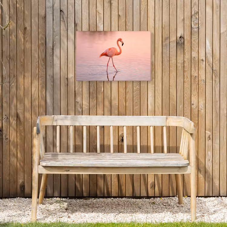Flamingo - Water - Roze Tuinposter op houten frame 2 cm dik klein -sfeer4