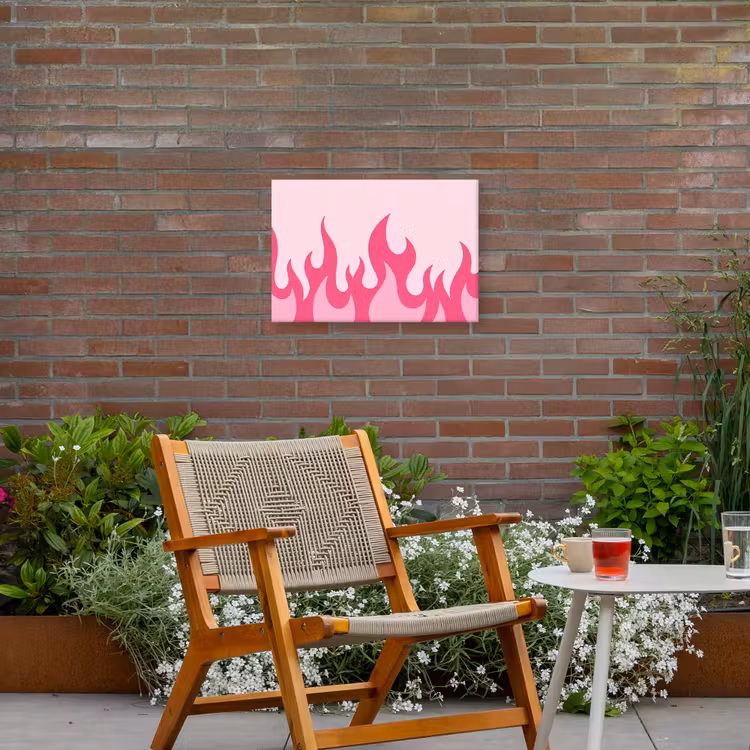 Vlammen - Patroon - Abstract - Modern - Roze Tuinposter op houten frame 2 cm dik klein -sfeer3