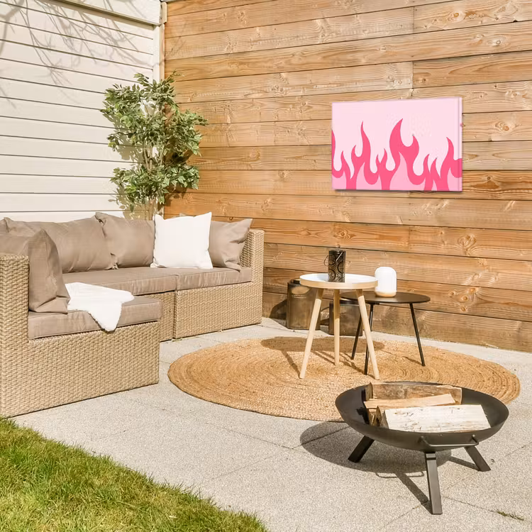 Vlammen - Patroon - Abstract - Modern - Roze Tuinposter op houten frame 2 cm dik klein -sfeer2