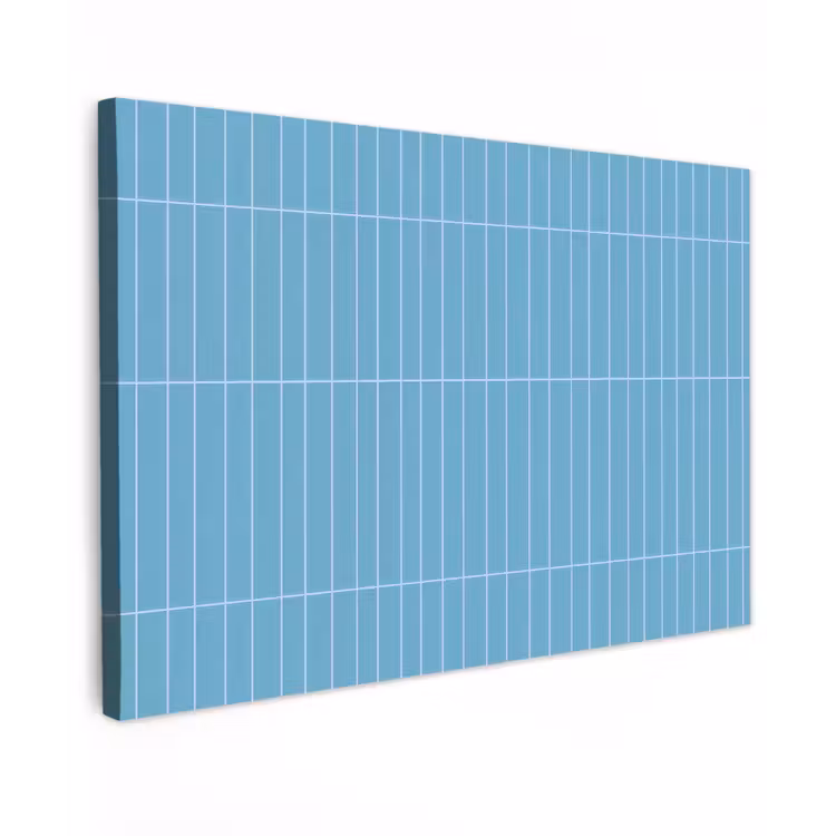 Tegel - Langwerpig - Patroon - Blauw Tuinposter op houten frame 2 cm dik klein 845 -3d