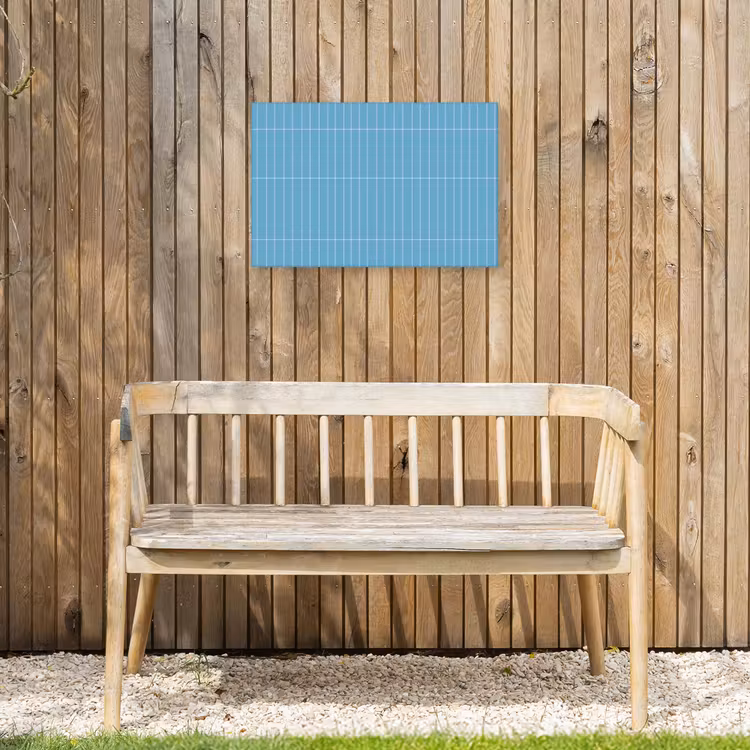 Tegel - Langwerpig - Patroon - Blauw Tuinposter op houten frame 2 cm dik klein 845 -sfeer4