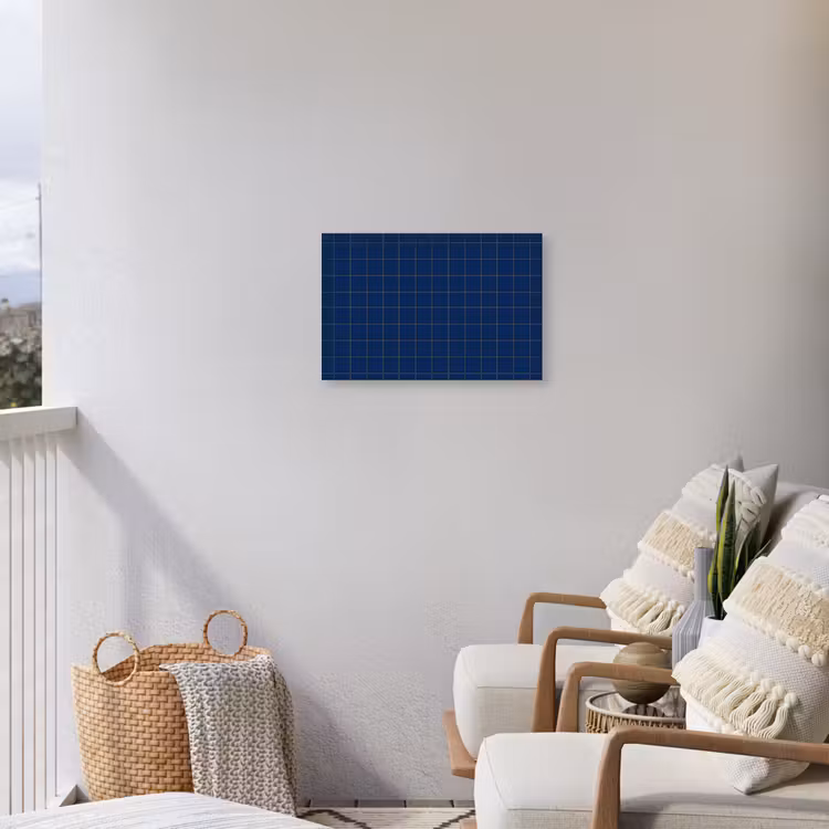 Tegel - Patroon - Blauw Tuinposter op houten frame 2 cm dik klein 845 -sfeer1