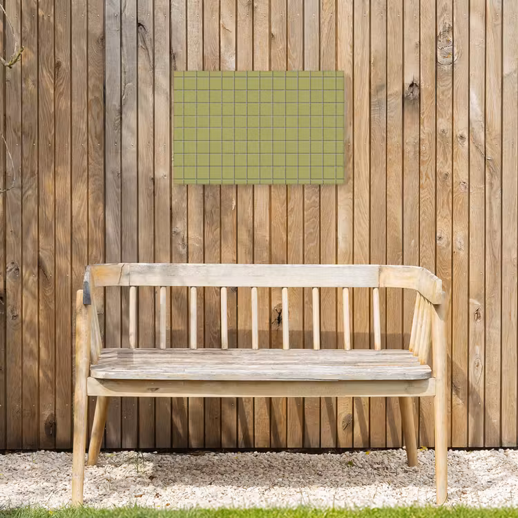 Tegel - Patroon - Olijfgroen Tuinposter op houten frame 2 cm dik klein 845 -sfeer4