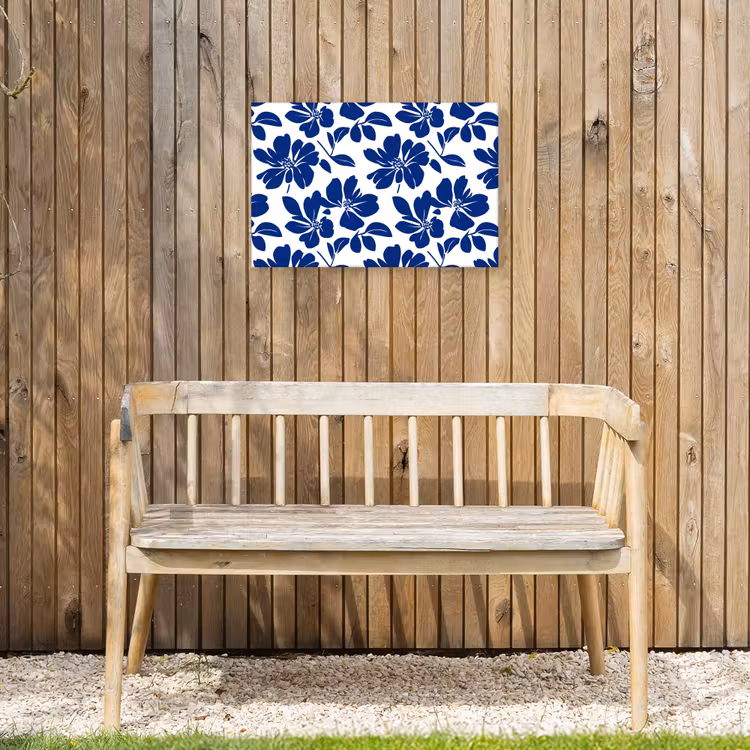 Floraal - Modern - Blauw Tuinposter op houten frame 2 cm dik klein 845 -sfeer4