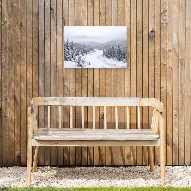 Rivier - Bevroren - Landschap - Winter Tuinposter op houten frame 2 cm dik klein -sfeer4