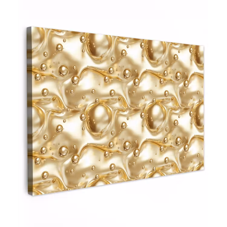 Vloeibaar - Druppels - Goud Tuinposter op houten frame 2 cm dik klein 845 -3d